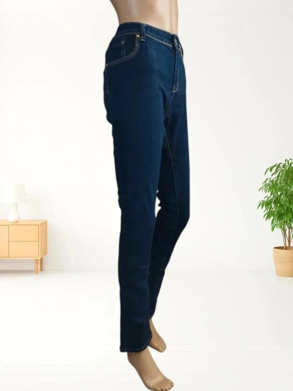 Jean novo Agathe Velmont - corte slim - cintura alta - elástico - azul marinho – photo 5